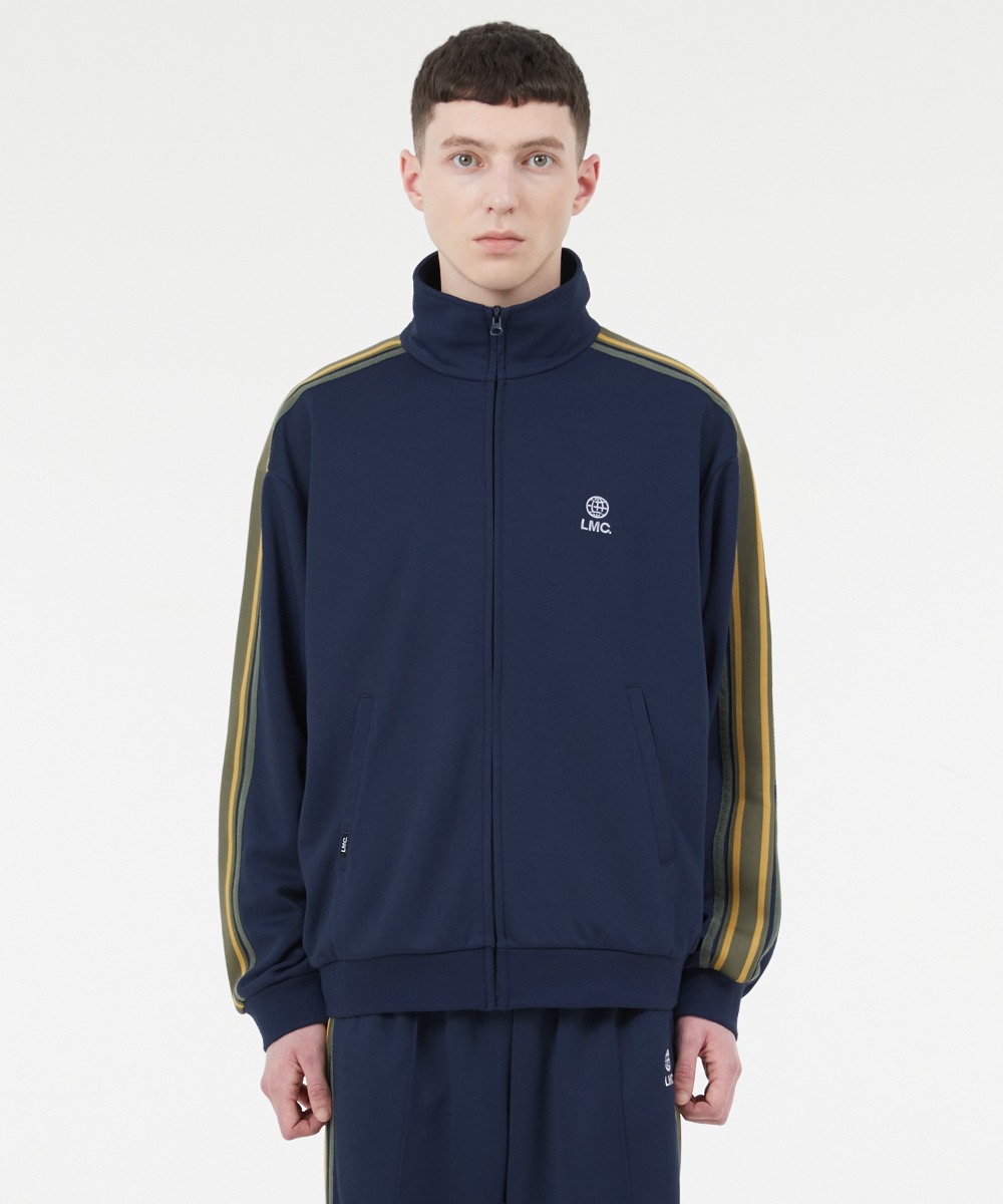 SIDE STRIPED JERSEY TRACK TOP navy
